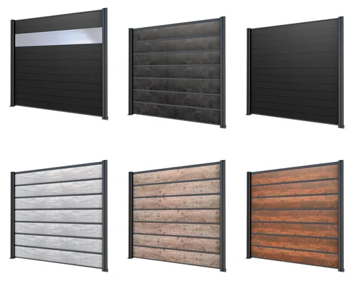 "Privacy screen extension, anthracite, 1.94 x 1.86 m, laminated panels rust look image"