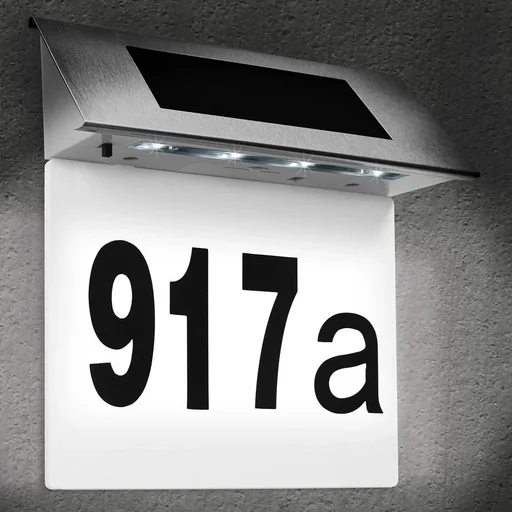 "Solar House Number Light - House Number Lighting - Solar Energy - White image"