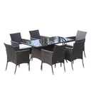 7-piece polyrattan garden furniture rattan garden set seating group dining group including cushions for 6 people brown + cream white 150