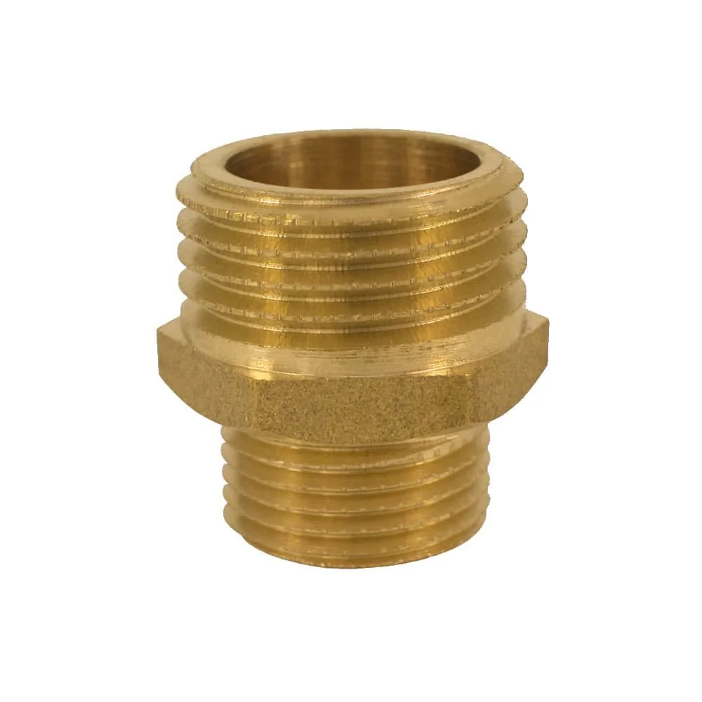 Brass Reducing Nipple, 1/2" to 3/4" Male Threaded Pipe Fitting