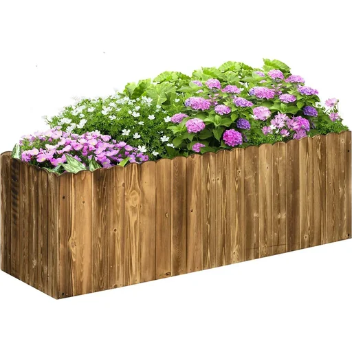 "Raised bed planter herb bed planting bed vegetable flower bed flower box fir wood 120 x 40 x 40 cm image"