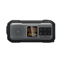 Emergency outdoor solar crank radio with SOS flashlight, FM, Bluetooth, rechargeable battery