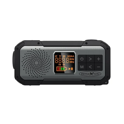 "Emergency outdoor solar crank radio with SOS flashlight, FM, Bluetooth, rechargeable battery image"
