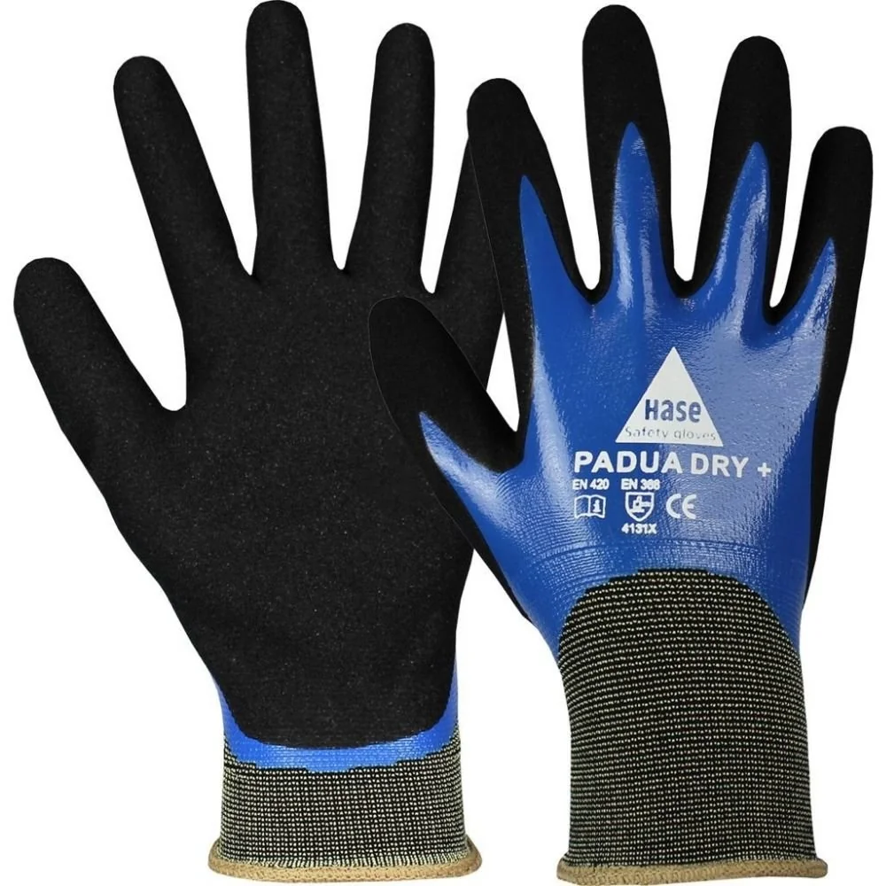 "Work Gloves, Nitrile Gloves, Assembly Gloves, Size 8, Black/Blue image"