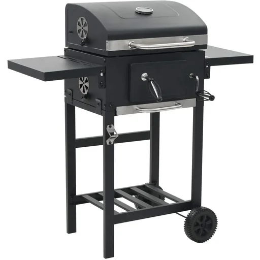"Charcoal grill with lower shelf black image"