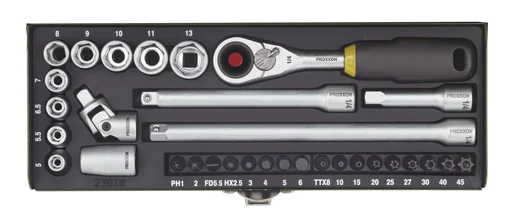 "Precision mechanic's socket and screwdriver set 1/4" (32 pieces) image"
