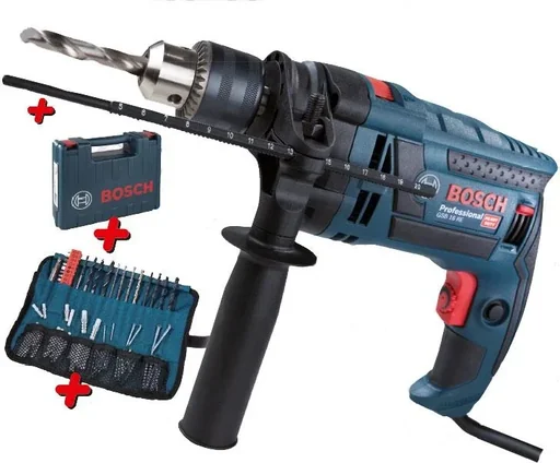 "Impact drill GSB 16 RE, 750 watts, including 100-piece accessory set image"