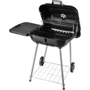 Charcoal grill, grill cart, stand grill with wind protection, 2 x storage compartments, metal, black, 96 x 61 x 83 cm