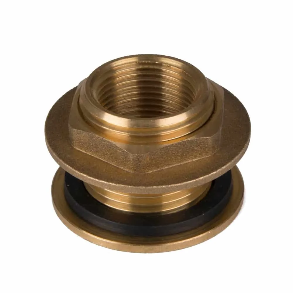 "Brass Rain Barrel Tank Fitting - 1 1/4" x 1" Connector image"