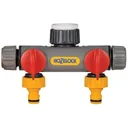 2-way water distributor with 3/4", 1/2" and 1" external thread