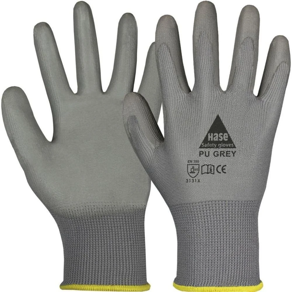 "Work Gloves, Gray PU Assembly Gloves, Size 6, Mechanic Gloves image"