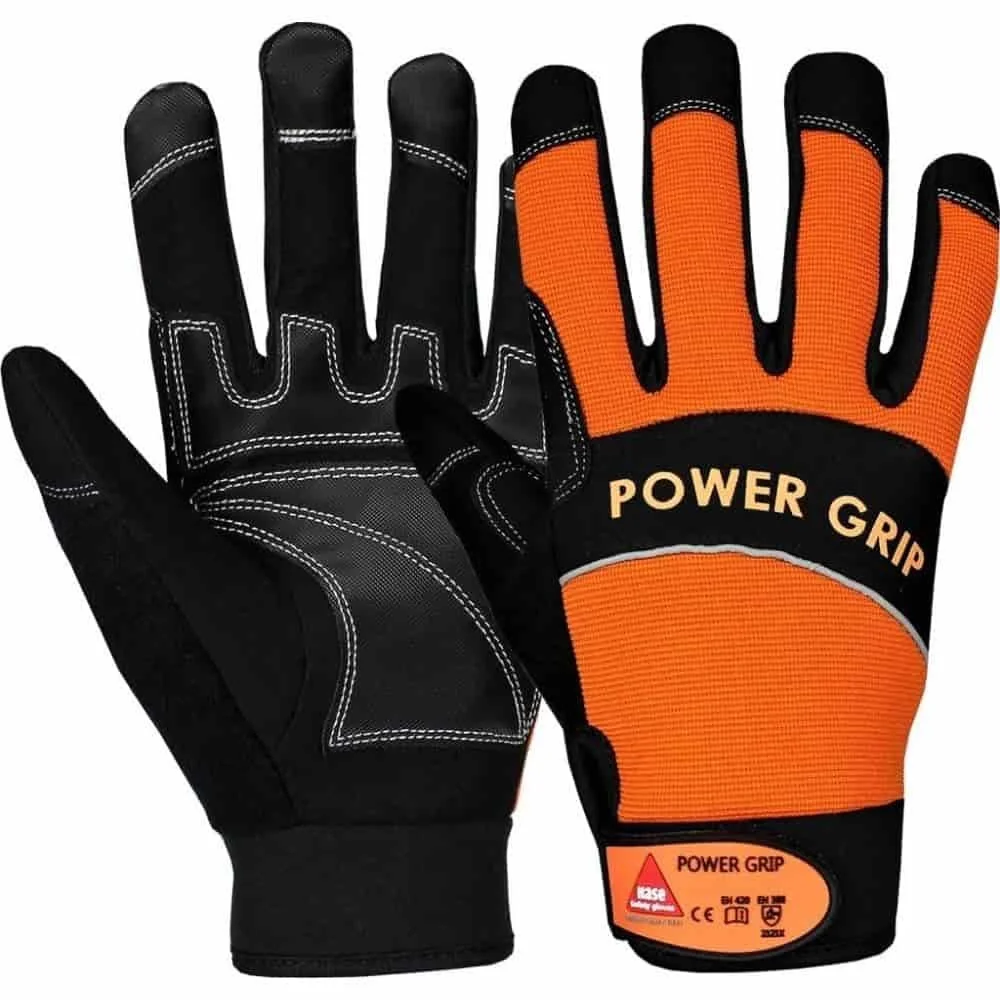 "Power Grip Work Gloves - Size 8, Neoprene & Synthetic Leather Mechanic Gloves image"