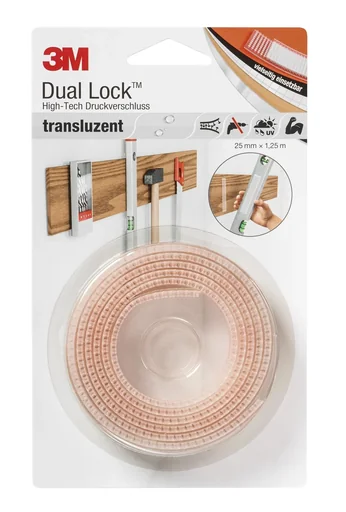 "High-tech snap fastener (Hook and loop fastener mushroom heads) short roll, translucent, 25 mm wide, 1.25 m long image"