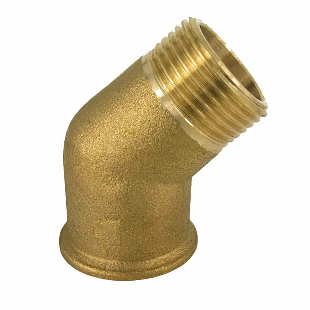 Brass 45 Degree Elbow, 1/2 Inch Threaded Pipe Fitting for Plumbing & Heating