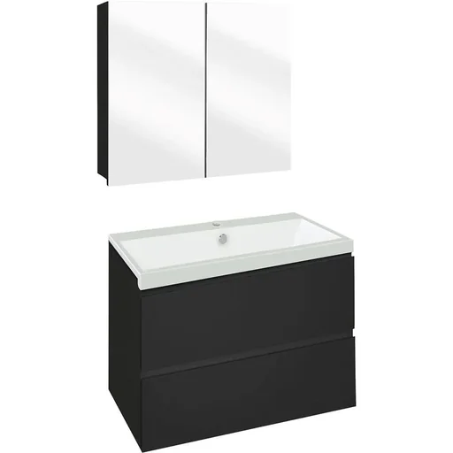 "Concept bathroom furniture with mirror cabinet 60cm - black/white image"