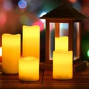 5 LED flickering real wax candles white with remote control & timer