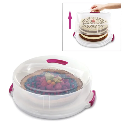 "Portable cake container, height adjustable image"