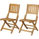 Set of 2 folding chair folding armchair garden chair camping chair foldable acacia wood natural 56 x 47 x 89.5 cm