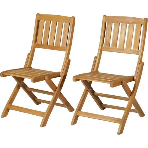 "Set of 2 folding chair folding armchair garden chair camping chair foldable acacia wood natural 56 x 47 x 89.5 cm image"