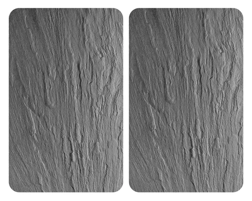 "3-in-1 stove cover plates, cutting boards, worktops, glass, in slate look, each 52 x 30 cm, set of 2 image"