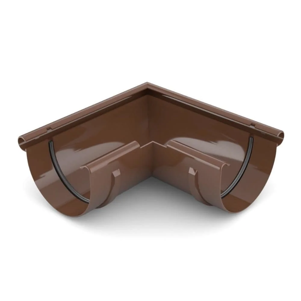 "Brown 90 Degree Gutter Corner Piece - System 100 image"