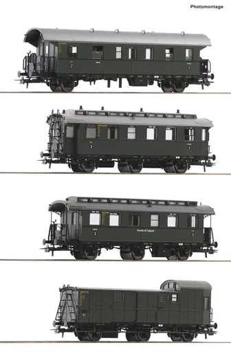 "Car set with four passenger cars of the Deutsche Bundesbahn, H0 image"