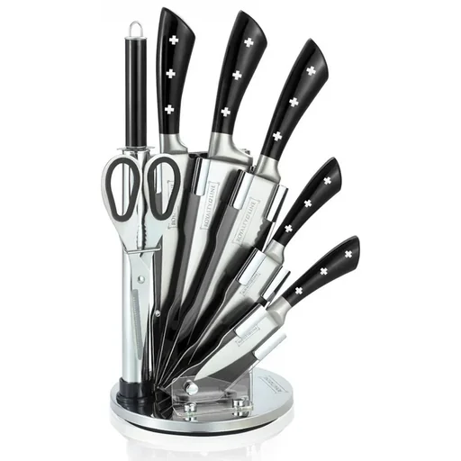 "Stainless steel knife set WITH stand image"