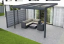 Patio roof Premium, anthracite, 3094 x 3060 mm - Polycarbonate multi-wall sheets 16 mm, bronze