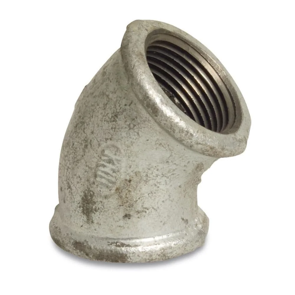 "Threaded Fitting Malleable Cast Iron Elbow 45° 1/2" F x 1/2" F image"