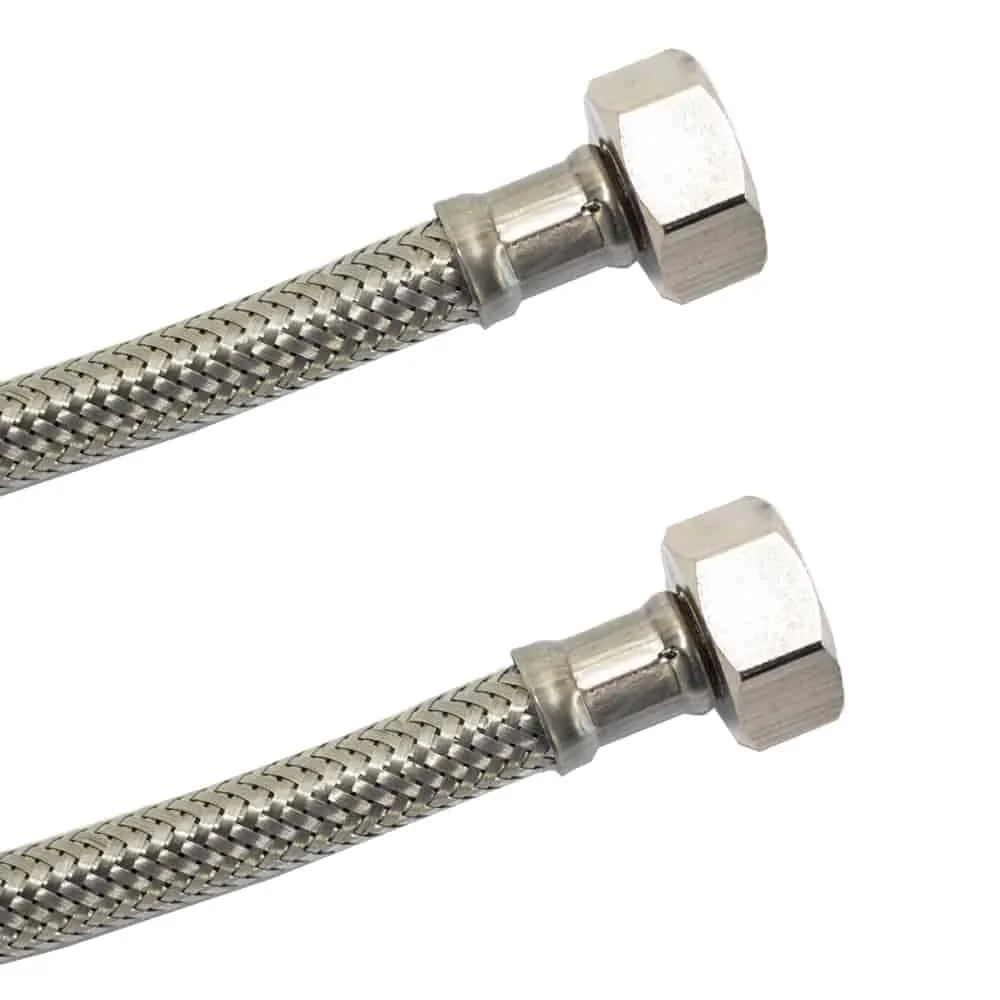 "DN13 DVGW Stainless Steel Braided Hose 1/2" Nut x 1/2" Nut 300 mm image"