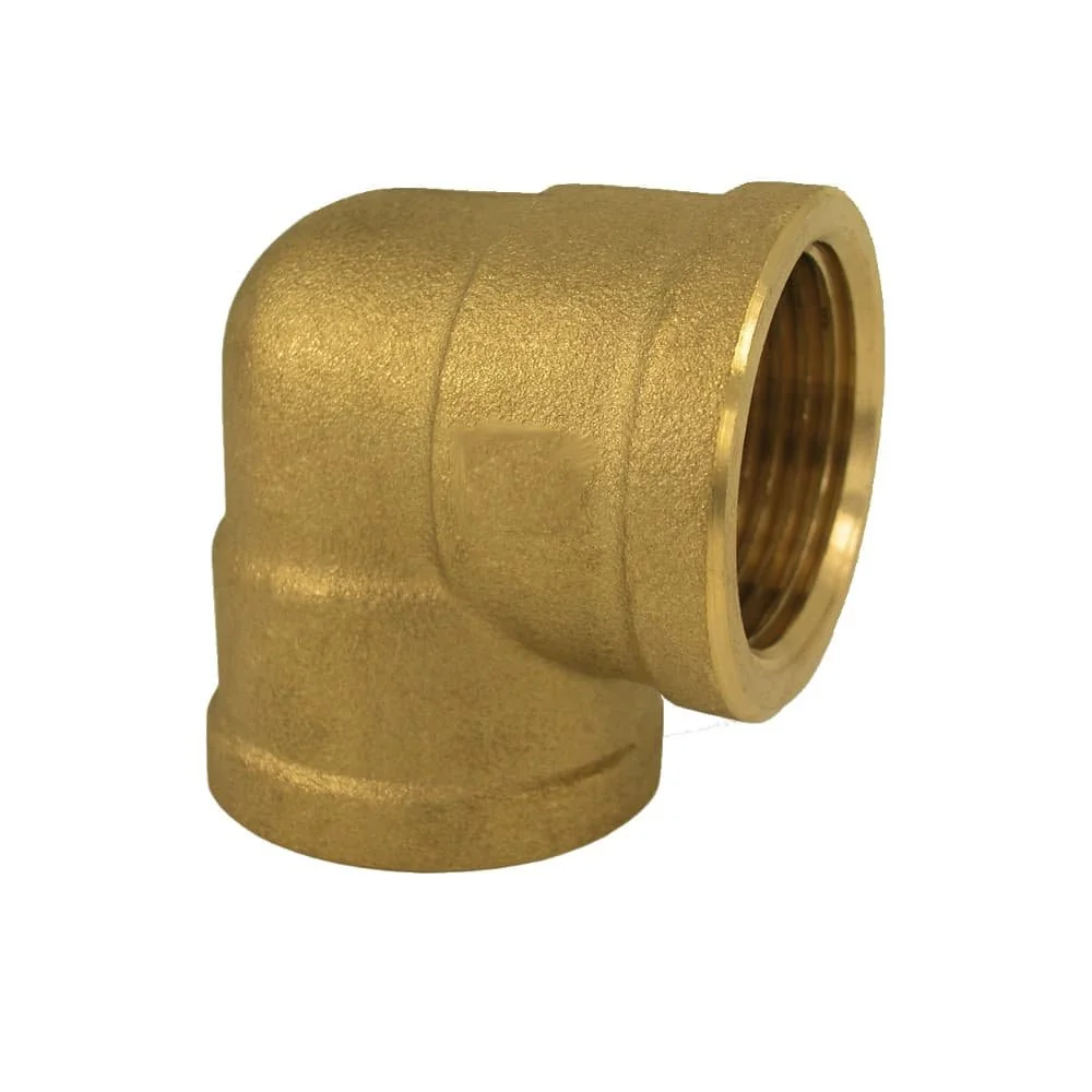 "90 Degree Brass Elbow, 1/2" x 3/4" Female NPT Threaded Fitting image"