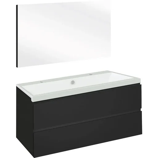 "Concept bathroom furniture with mirror 100cm - black/white image"