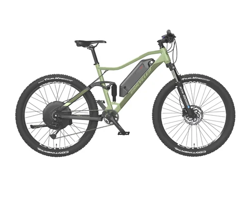 "Unisex E-Bike MTB 27.5 inches, frame size 48 cm, 9-speed derailleur, matte olive green, GRAVELER 22.EMM.10 image"