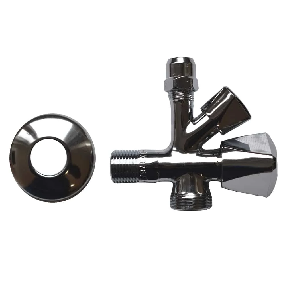 "Combination Angle Valve with Hood Handle, 1/2 Inch 10mm x 3/4, Chrome image"