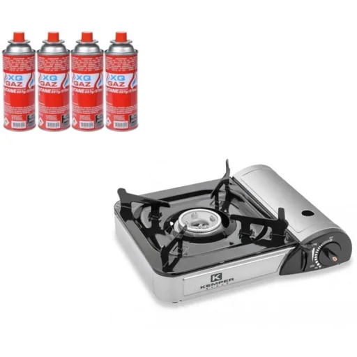 "Portable 1-burner Gas Xtra Smart Cooker - including four gas bottles image"