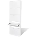 Wooden shoe cabinet with 5 white storage compartments