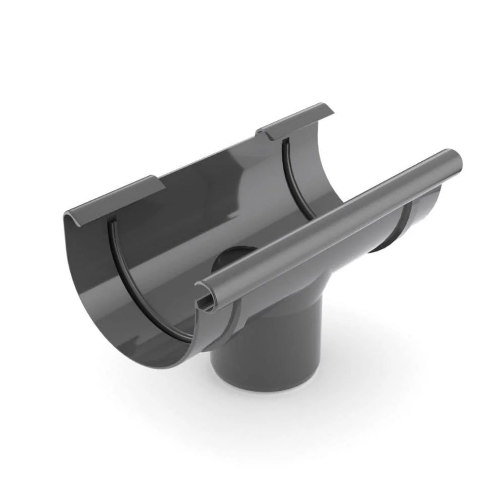"Graphite Rain Gutter Downspout Connector - 75/63 Gutter System image"