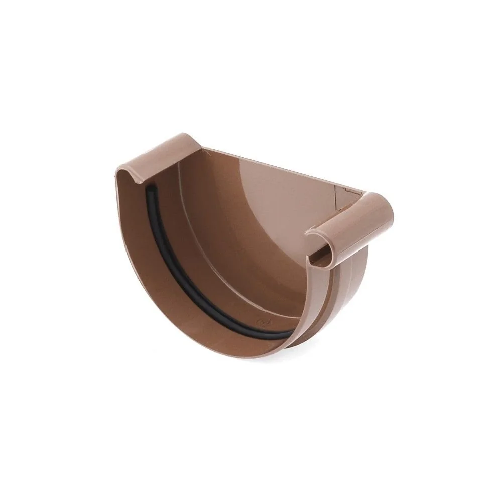 "Brown Right Gutter End Cap - System 75 Rain Gutter Cap image"