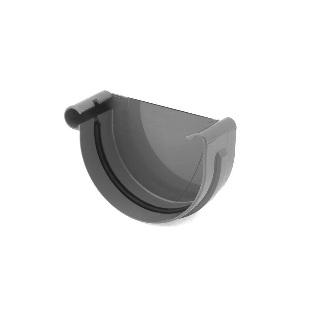 Graphite Gutter End Cap Left, System 75, Rain Gutter Cap