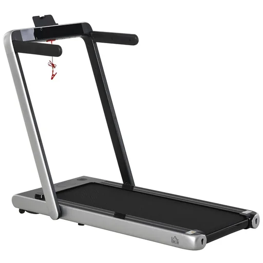 "Electric Treadmill with LED Display Foldable Fitness Equipment 1-12 Km/h Steel Black+Silver 134 x 66 x 107 cm image"
