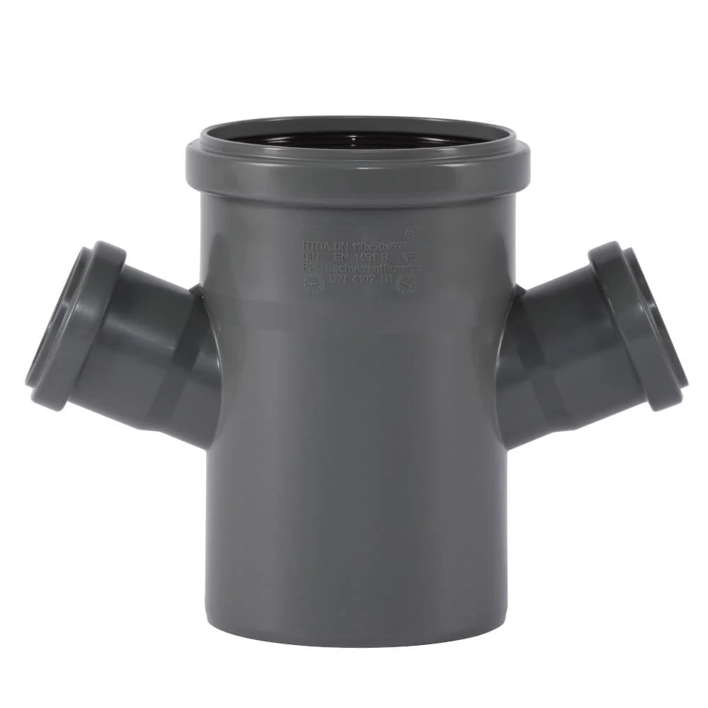 "Double Branch, Drain Pipe Fitting DN 110/50/50 67 Degree image"