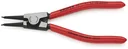Retaining ring pliers for external rings on shafts, plastic-coated, black atramentized, polished, 140 mm