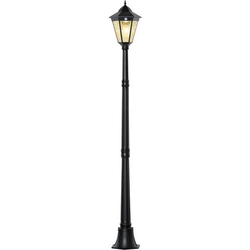 "Solar lamp post - 19 LEDs - 130 lumens - 3000K - Black - 22 x 22 x 194 cm image"