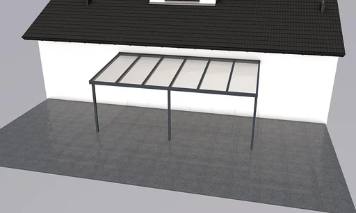 "Patio roof Premium, anthracite, 6110 x 3060 mm - Acrylic multi-wall sheets 16 mm, clear image"