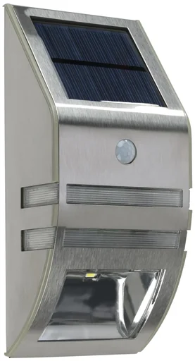 "Solar stainless steel wall light with motion detector image"