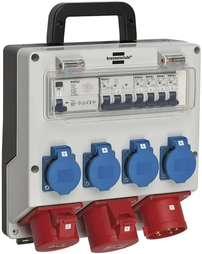 "Wall distributor 32A 4x 230V Schuko, 1xCEE 400V/16A + 32A image"