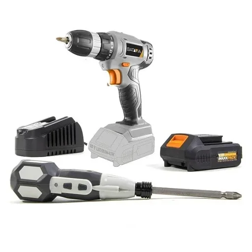 "Cordless drill + cordless screwdriver | Incl. battery and charger Maxxpack image"