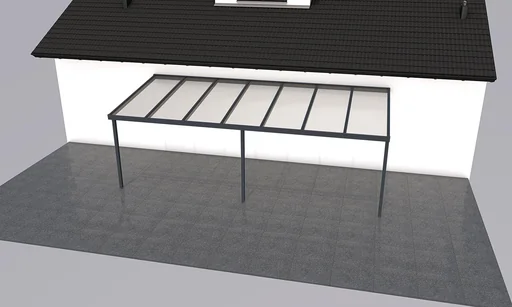 "Patio roof Premium, anthracite, 7120 x 3060 mm - Polycarbonate multi-wall sheets 16 mm, bronze image"