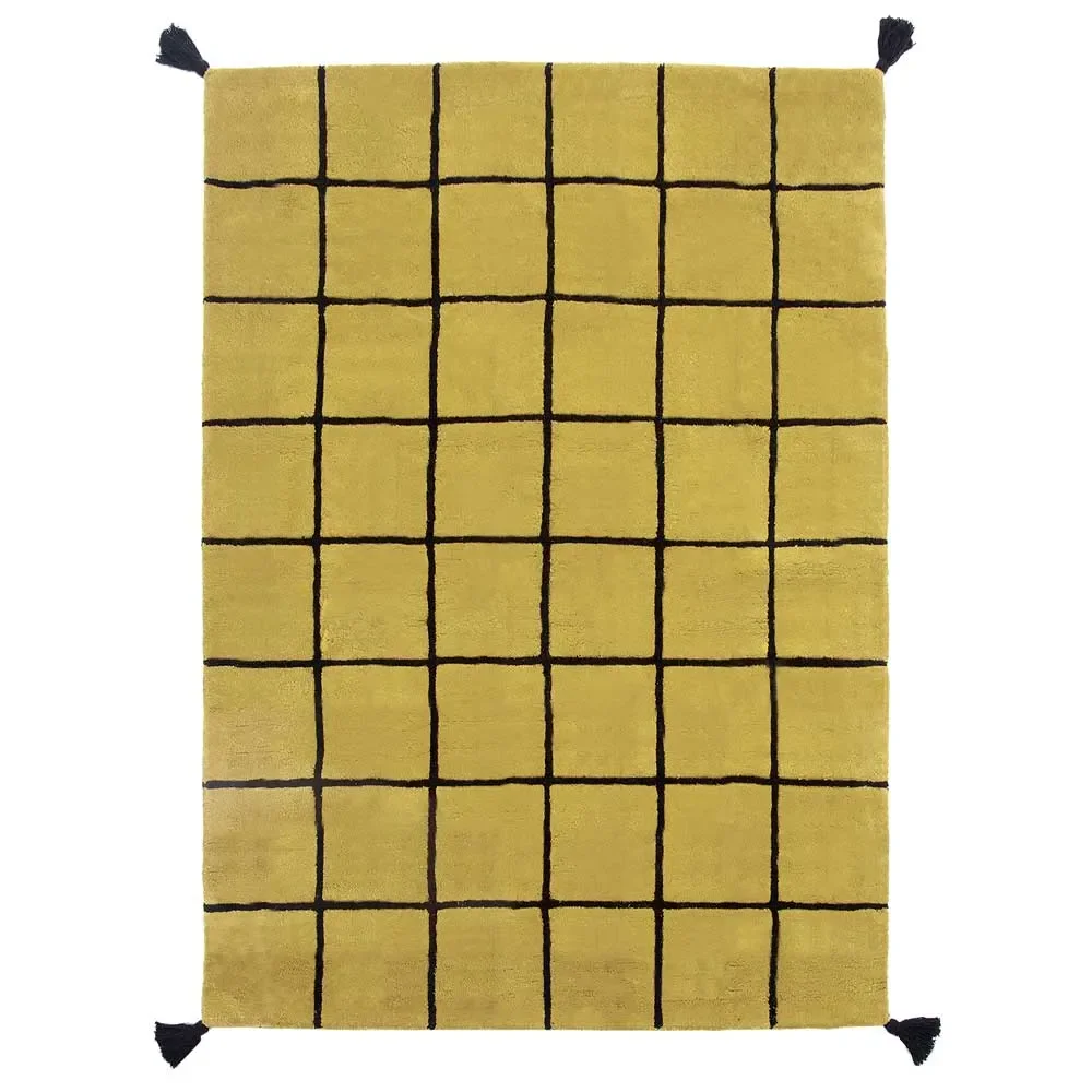 "Lilipine carpet raster caro black on mustard 120 x 170 cm image"