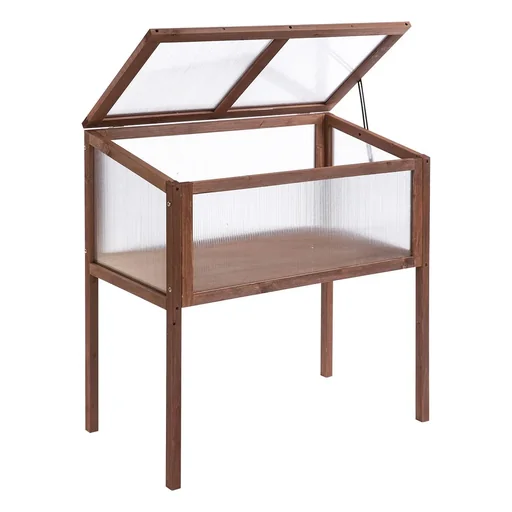 "Raised bed made of wood, cold frame, growing table, herb bed, planter for garden, balcony and terrace, brown fir wood, PC-Pla image"